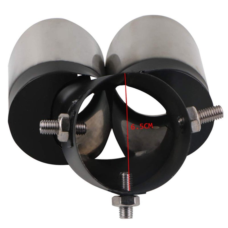 idain Car Stainless Steel Dual Exhaust Pipe Tail Muffler Tip Pipe Diameter 1.5" to 2" Curved Type TailPipe Muffler Modification - Image 5